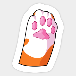 cute little orange cat's paw saying hello! Sticker